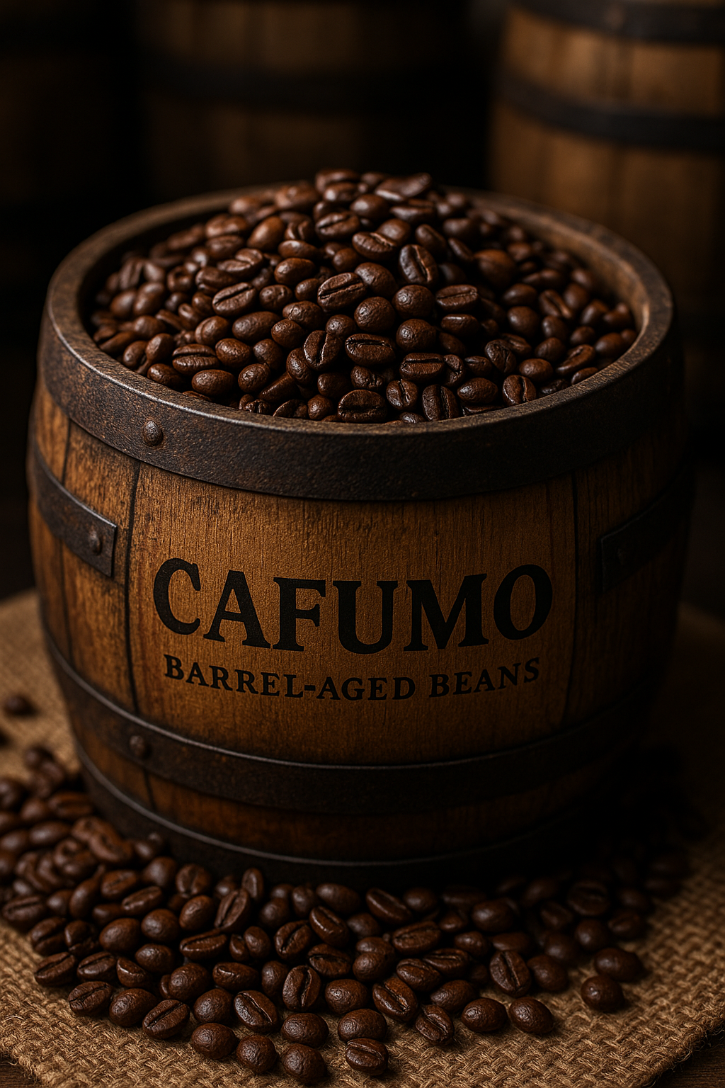 Barrel-aged coffee beans